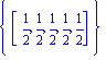 {[1/2, 1/2, 1/2, 1/2, 1/2]}