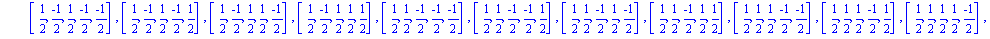 [[(-1)/2, (-1)/2, (-1)/2, (-1)/2, (-1)/2], [(-1)/2, (-1)/2, (-1)/2, (-1)/2, 1/2], [(-1)/2, (-1)/2, (-1)/2, 1/2, (-1)/2], [(-1)/2, (-1)/2, (-1)/2, 1/2, 1/2], [(-1)/2, (-1)/2, 1/2, (-1)/2, (-1)/2], [(-1...