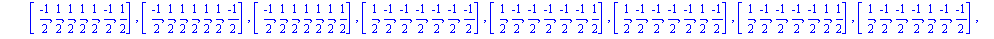 [[(-1)/2, (-1)/2, (-1)/2, (-1)/2, (-1)/2, (-1)/2, (-1)/2], [(-1)/2, (-1)/2, (-1)/2, (-1)/2, (-1)/2, (-1)/2, 1/2], [(-1)/2, (-1)/2, (-1)/2, (-1)/2, (-1)/2, 1/2, (-1)/2], [(-1)/2, (-1)/2, (-1)/2, (-1)/2...