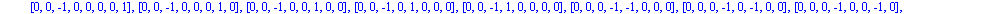 [[-1, -1, 0, 0, 0, 0, 0, 0], [-1, 0, -1, 0, 0, 0, 0, 0], [-1, 0, 0, -1, 0, 0, 0, 0], [-1, 0, 0, 0, -1, 0, 0, 0], [-1, 0, 0, 0, 0, -1, 0, 0], [-1, 0, 0, 0, 0, 0, -1, 0], [-1, 0, 0, 0, 0, 0, 0, -1], [-1...