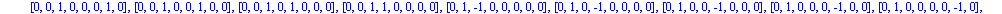 [[-1, -1, 0, 0, 0, 0, 0, 0], [-1, 0, -1, 0, 0, 0, 0, 0], [-1, 0, 0, -1, 0, 0, 0, 0], [-1, 0, 0, 0, -1, 0, 0, 0], [-1, 0, 0, 0, 0, -1, 0, 0], [-1, 0, 0, 0, 0, 0, -1, 0], [-1, 0, 0, 0, 0, 0, 0, -1], [-1...
